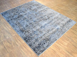 Gray Transitional Design Hand Knotted Wool and Bamboo Silk 9x12 Area Rug