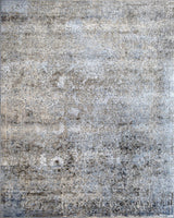 Gray Transitional Design Hand Knotted Wool and Bamboo Silk 9x12 Area Rug