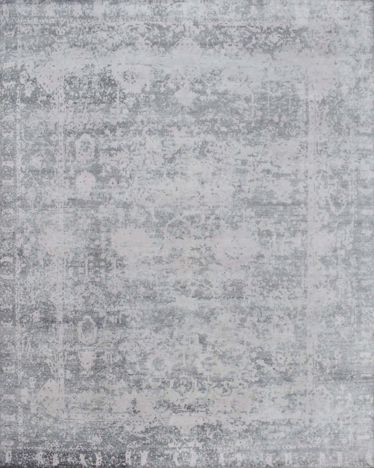 Gray Transitional Style Handmade Bamboo Silk 8x10 Area Rug