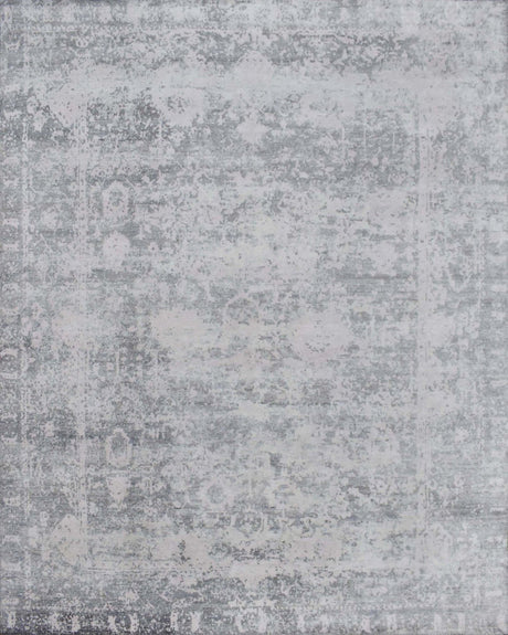 Gray Transitional Style Handmade Bamboo Silk 8x10 Area Rug