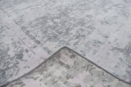 Gray Transitional Style Handmade Bamboo Silk 8x10 Area Rug