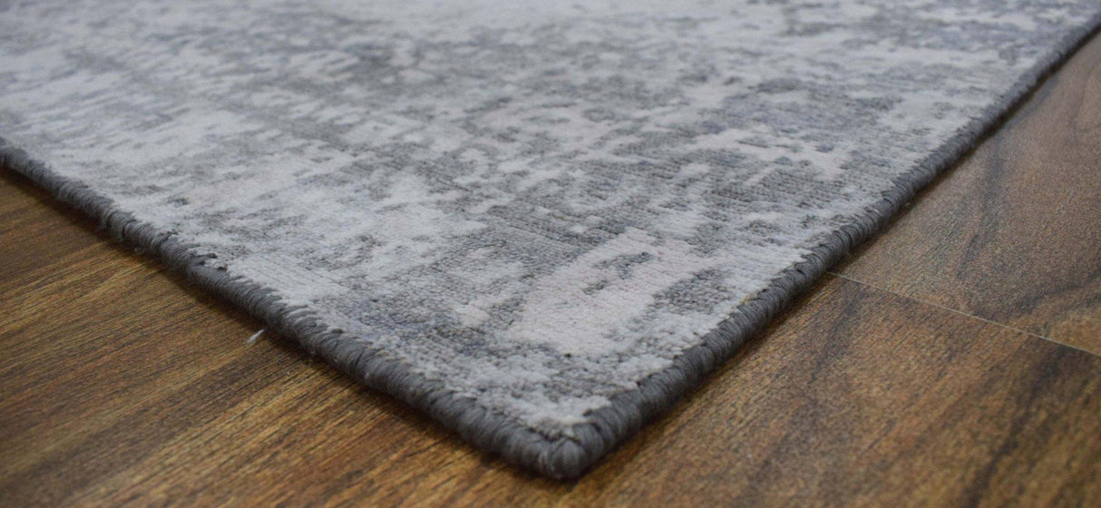 Gray Transitional Style Handmade Bamboo Silk 8x10 Area Rug