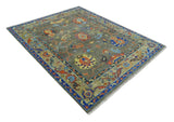 Green and Beige Colorful Hand knotted Traditional Oushak Multi Size wool Area Rug