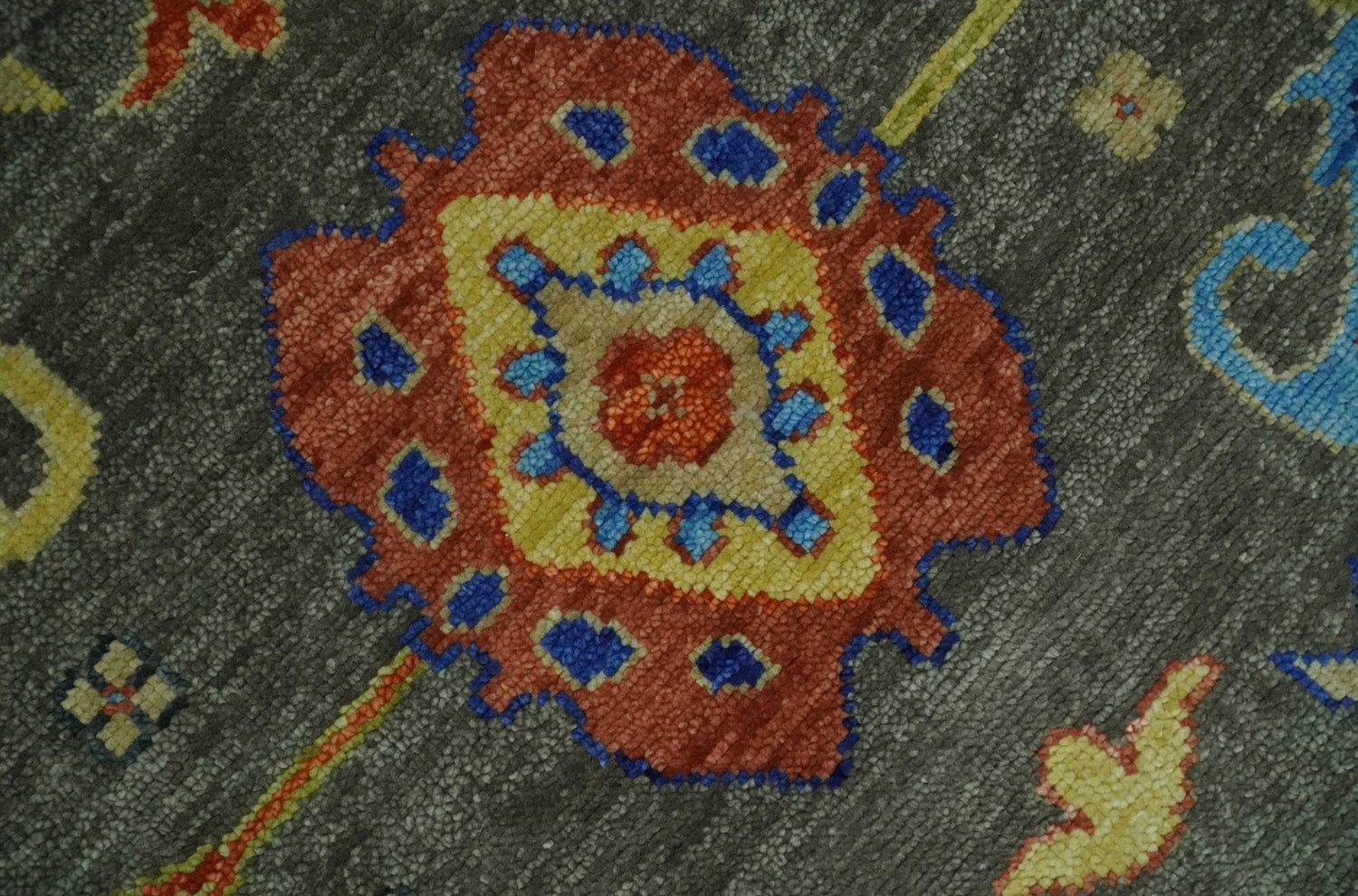 Green and Beige Colorful Hand knotted Traditional Oushak Multi Size wool Area Rug