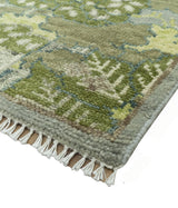 Green And Gray Nature Jungle Hand Knotted Custom Made wool area rug