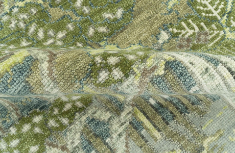 Green And Gray Nature Jungle Hand Knotted Custom Made wool area rug