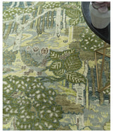 Green And Gray Nature Jungle Hand Knotted Custom Made wool area rug