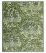 Green And Gray Nature Jungle Hand Knotted Custom Made wool area rug