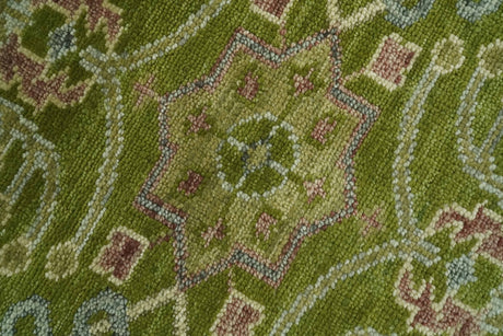 Green and Purple Traditional Design Custom Made wool area rug