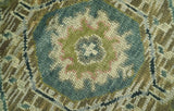 Green and Teal Traditional Hand Knotted Custom Made wool area rug