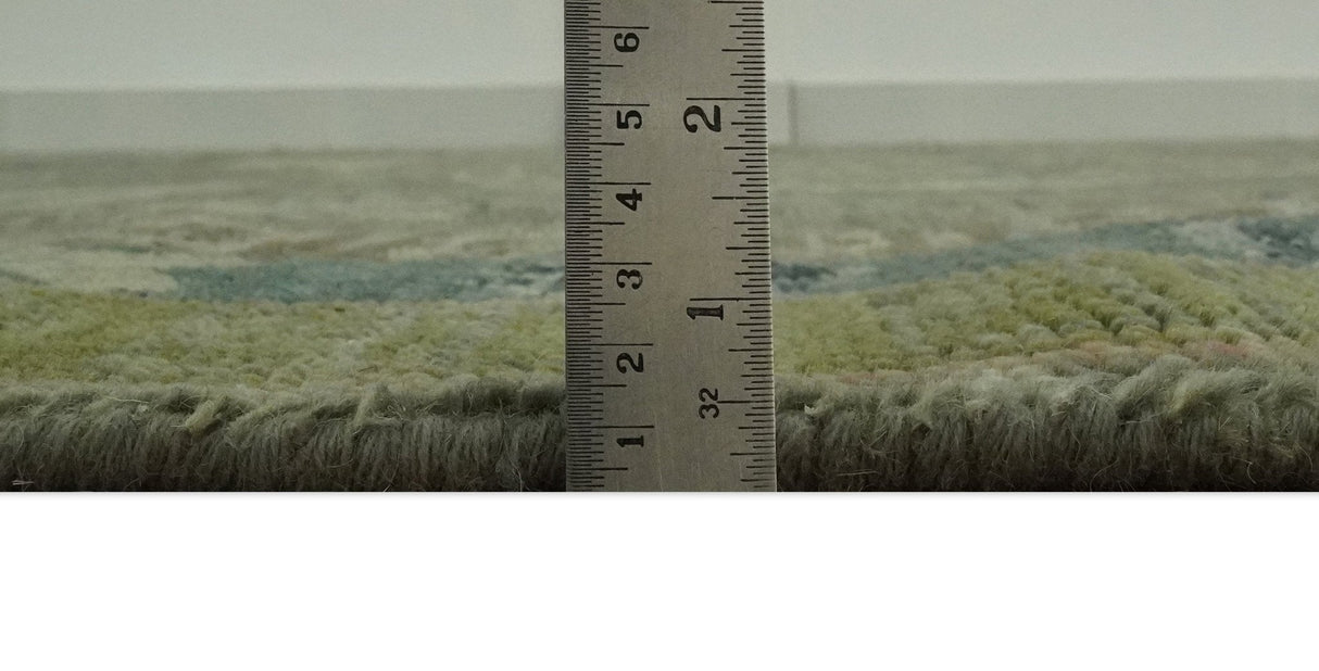 Green and Teal Traditional Hand Knotted Custom Made wool area rug
