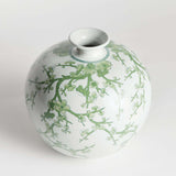 Green and White Botanical Chinoiserie Porcelain Vase-vase-Parc Decor