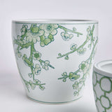 Green and White Chinoiserie Ceramic Planters (Set of 3)-Planter-Parc Decor