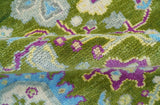 Green, Beige and Purple 8x8 Round Hand Knotted Oushak wool rug