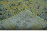 Green, Blue And Red Plant and Branches Hand Knotted Custom Made wool area rug