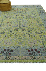 Green, Blue And Red Plant and Branches Hand Knotted Custom Made wool area rug