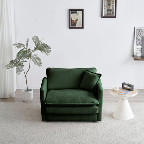 Green Cloud Pillow Top Chenille Upholstered Sofa Chair