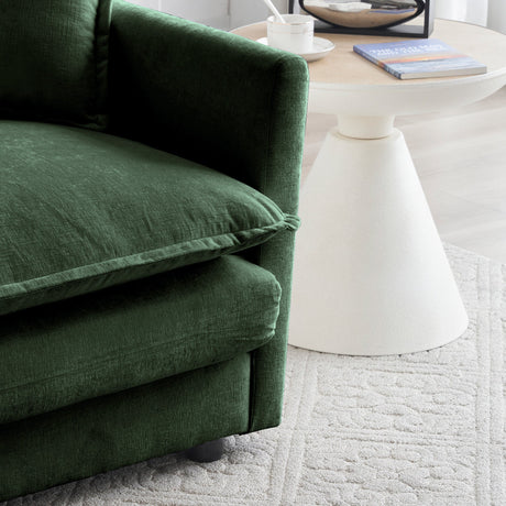 Green Cloud Pillow Top Chenille Upholstered Sofa Chair