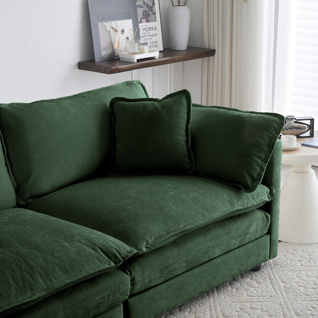 Green Cloud Pillow Top Chenille Upholstered Sofa Chair
