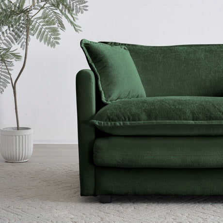 Green Cloud Pillow Top Chenille Upholstered Sofa Chair