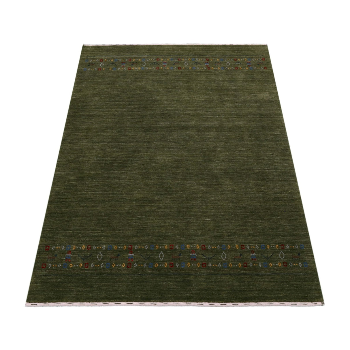 Green Contemporary Design Hand Loomed Wool Area Rug