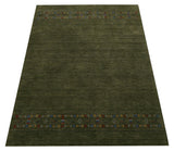Green Contemporary Design Hand Loomed Wool Area Rug