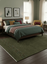 Green Contemporary Design Hand Loomed Wool Area Rug