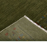 Green Contemporary Design Hand Loomed Wool Area Rug