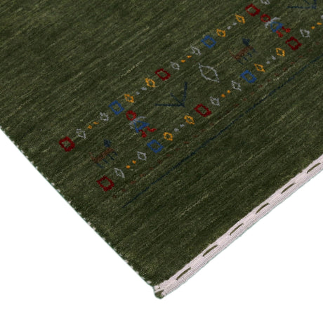 Green Contemporary Design Hand Loomed Wool Area Rug
