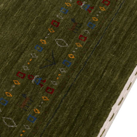 Green Contemporary Design Hand Loomed Wool Area Rug