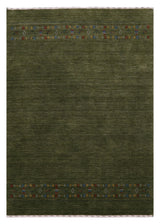 Green Contemporary Design Hand Loomed Wool Area Rug
