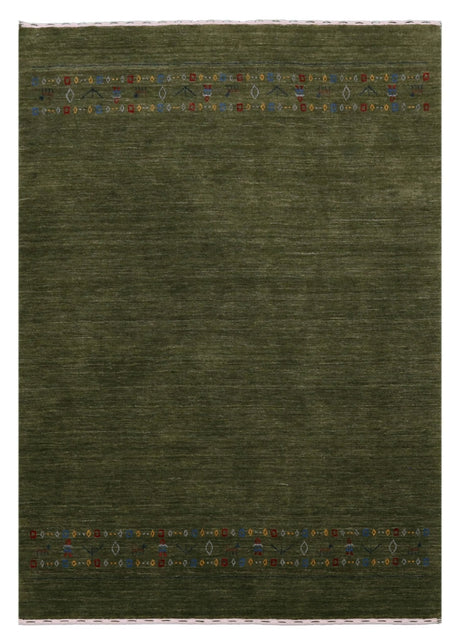 Green Contemporary Design Hand Loomed Wool Area Rug
