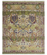 Green, Ivory And Gold Transition Hand Knotted Custom Made wool area rug