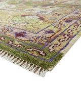 Green, Ivory And Gold Transition Hand Knotted Custom Made wool area rug