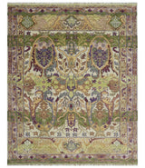 Green, Ivory And Gold Transition Hand Knotted Custom Made wool area rug