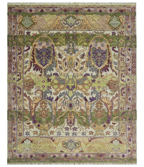 Green, Ivory And Gold Transition Hand Knotted Custom Made wool area rug