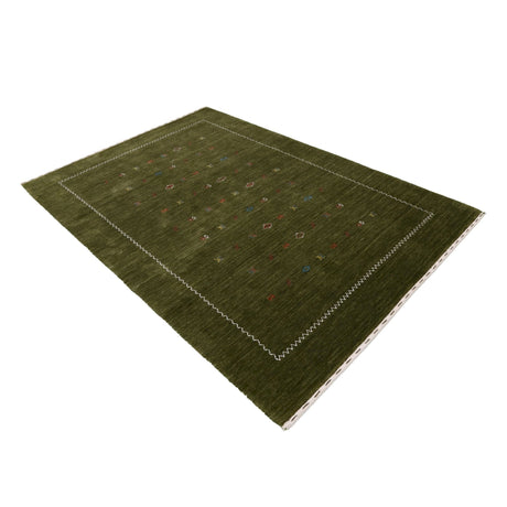 Green Modern Design Hand Loomed Wool Area Rug