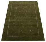 Green Modern Design Hand Loomed Wool Area Rug