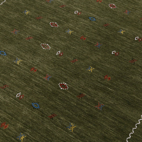 Green Modern Design Hand Loomed Wool Area Rug