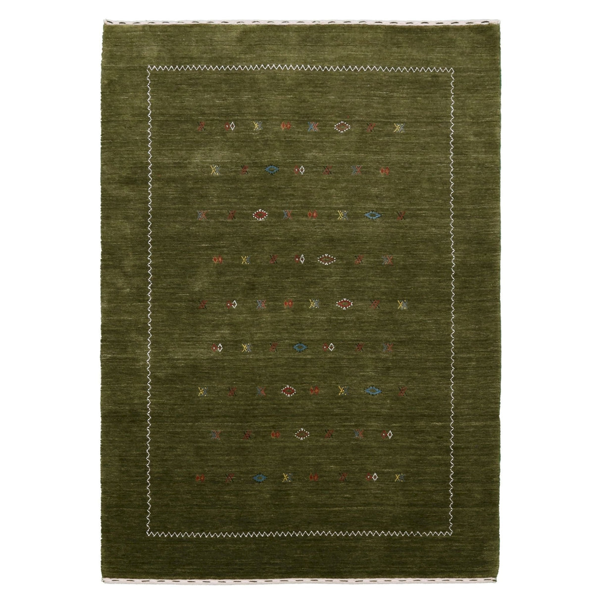Green Modern Design Hand Loomed Wool Area Rug