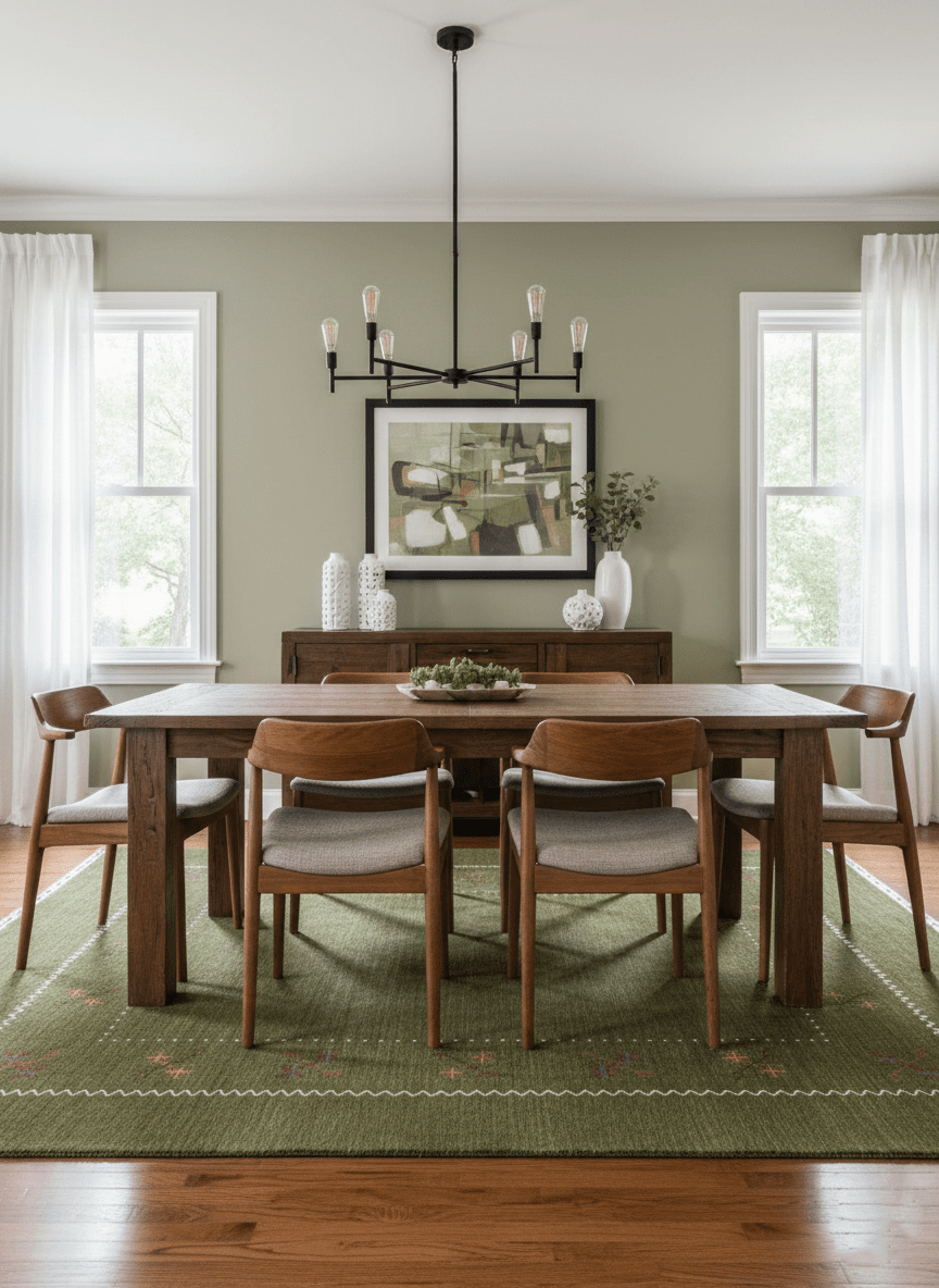 Green Modern Gabbeh Border Design Hand Loomed Wool Area Rug