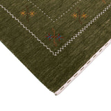 Green Modern Gabbeh Border Design Hand Loomed Wool Area Rug
