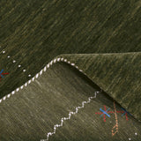 Green Modern Gabbeh Border Design Hand Loomed Wool Area Rug