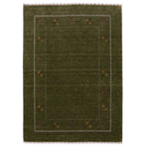 Green Modern Gabbeh Border Design Hand Loomed Wool Area Rug