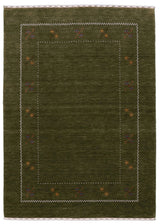 Green Modern Gabbeh Border Design Hand Loomed Wool Area Rug