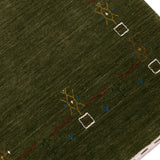 Green Tribal Border Design Hand Loomed Wool Area Rug