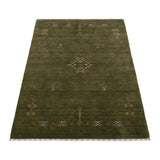 Green Tribal Center Medallion Hand Loomed Wool Area Rug