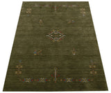Green Tribal Center Medallion Hand Loomed Wool Area Rug