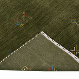 Green Tribal Center Medallion Hand Loomed Wool Area Rug