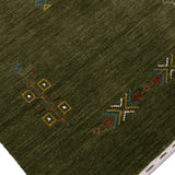 Green Tribal Center Medallion Hand Loomed Wool Area Rug
